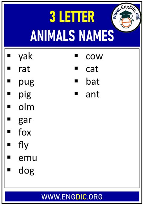 Name an animal with 3 letters in its name: A journey through the alphabet and beyond